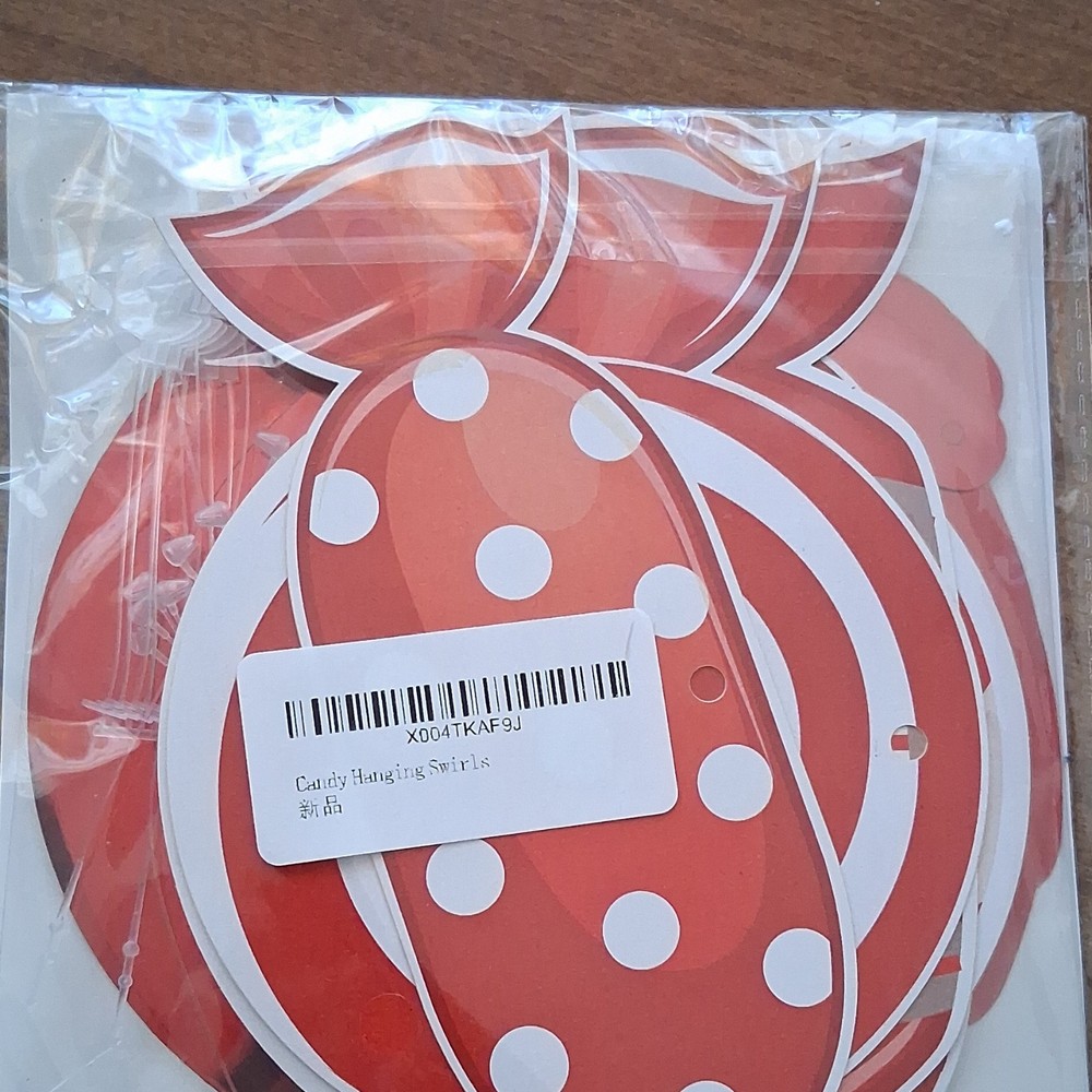 Candy Hanging Swirls Red White Polka Dot Striped Party Decoration Paper