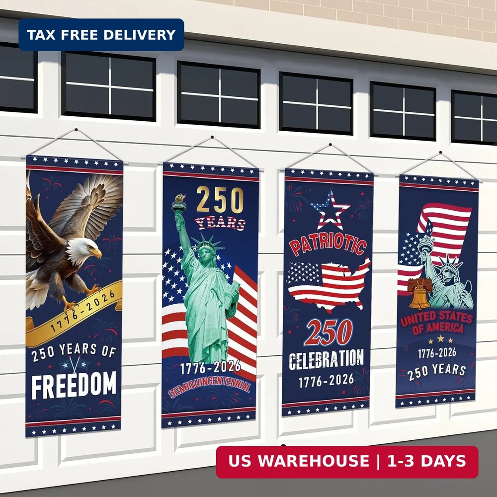 4 Pcs 250th Anniversary Banner 4th of July Patriotic Porch Decor