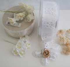 Furlani Satin Confetti Flower Ribbon Heart Design confetti holder White #H400-13