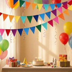 Outus 6 Pack 72 Flags/8.2 Ft Rainbow Pennant Banner Multicolor Bunting String