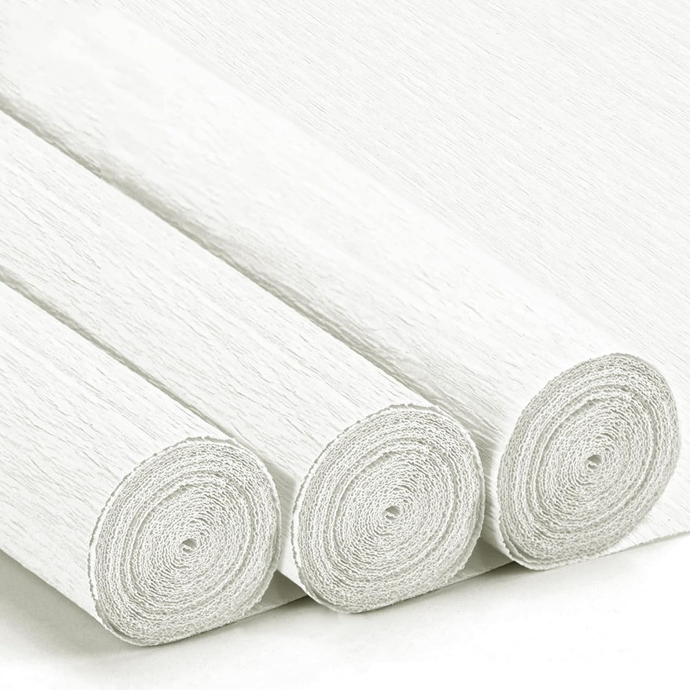 Crepe Paper Rolls, 17 Inch x 98 Inch, 3 Rolls – Heavy Duty Papel Crepe, White…