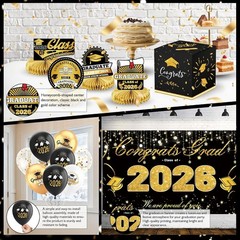 Graduation Decorations 2026 Party Supplies Banner Balloons Tablecloths