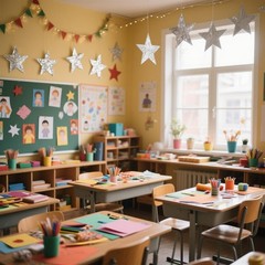 108 Pcs Glitter Silver Five Star Cutouts 6 Inch Cardboard Stars Cut-Outs Wall