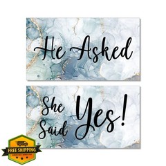 Back40Life «He Asked She Said YES» Wooden Photo Props Wedding Engagement