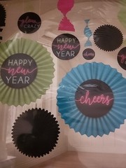 New Year’s Hanging Decoration Kit tissue & Paper Fans + Garland Vibrant Colors