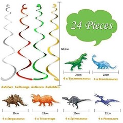Dinosaur Party Decorations 24PCS Watercolor Hanging Swirls for Kids’ Birthdays