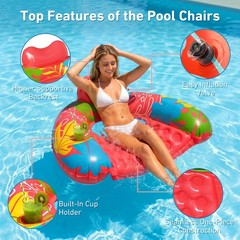 2 Pack Pool Floats Adult, Inflatable Pool Float Chairs with Cup Holder, Pool …