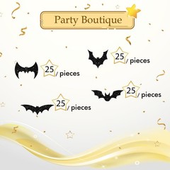 100 PCS Black Glitter Bat Shape Confetti Halloween Party Table Decorations