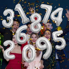 65 Inch Giant Silver Foil Number Balloon,Old Children’s Birthday Party Helium…