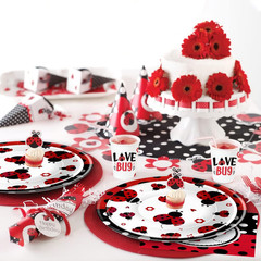 Ladybug Birthday Party Decorations Tableware, Ladybug Party Supplies Girl for Bi