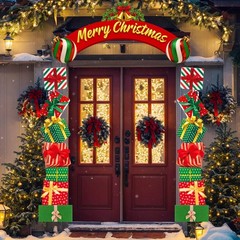 63.8″x29.5″ Christmas Door Decorations, 3pcs Merry Christmas Gift Box Door Fr…
