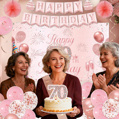 70Th Birthday Decorations for Women, 70Th Rose Gold Birthday Party Supplies, 70
