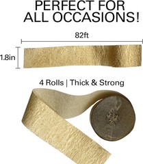 Gold Streamers 4 Rolls 328ft Gold Crepe Paper Decor