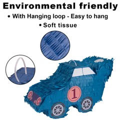 Blue Car Pinata Mexican Pinatas with Hanging Loop for Kids Birthday Party Decor