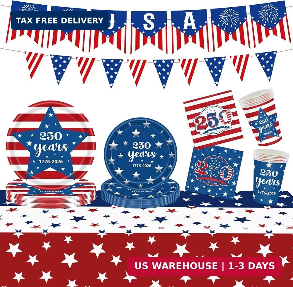 250 Anniversary USA Merchandise, 4th of July Decorations, Patriotic Party Suppli