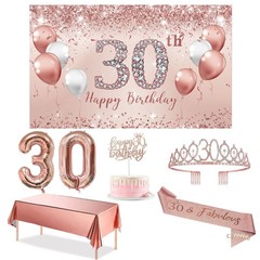 Trgowaul 30th Birthday Decorations Party Set for Women, Rose Gold Pink