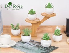 Der Rose 6 Pack Fake Plants Small Realistic Succulents 3.14″H × 2.3″W, Green