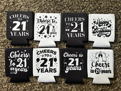 21st Happy Birthday Extra Large Fabric Banner Sign 72″x43″ and 8 koozies
