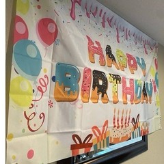 Happy Birthday Banner Balloons Doughnuts & Sprinkles 42″ X 72″