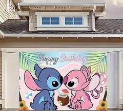 Lilo & Stitch Happy Birthday Surprise Cake Banner 40X60″ Backdrop Wall Decor