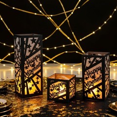 12 PCS Happy Retirement Party Table Decorations Black Gold Centerpiece Lantern