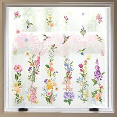 wondever Summer Flower Window Clings Iris Floral Bird Glass Sticker Multi