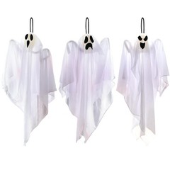 3 PCS Halloween Hanging Ghosts 27.5″ – Cute Flying Decorations for Yard, Patio,