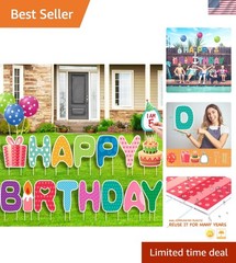 Delightful 16-Piece Birthday Yard Sign Set – Easy Install Outdoor Decorations