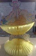 Vintage Baby Shower Decorations Honeycomb Umbrella Yellow Pink Blue