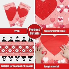 Valentine’s Day Decorations Set – Tablecloth and Backdrop Banner Bundle