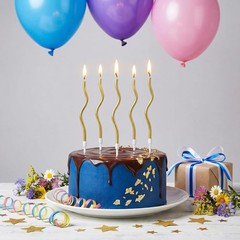 EXPBROZ 12-Count Spiral Birthday Candles, Long Twisty Gold Party Candles