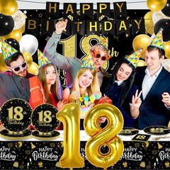 143 Pcs 18th Birthday Party Supplies Set for 24 Guests 18th Birthday Plates B…