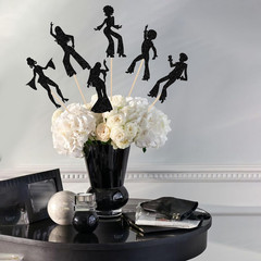 12 PCS Black Glitter 70S Disco Centerpiece Sticks Disco Dancing Table Flower Cen