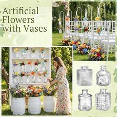 36 PCS Artificial Silk Wildflower Table Centerpiece Flowers Vases Wedding
