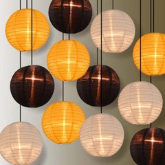 Black, White and Gold Yellow Celebration Party Even Ribbing Ribbed Nylon Lantern