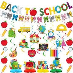 20 Pcs Back to School Decorations Set, First Day of School Banner Decor Party Su