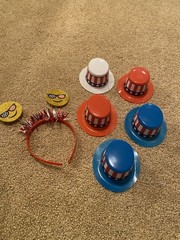Stars And Stripes Plastic Party Hats (5) Headband (1) 4th of July Patriotic Fun