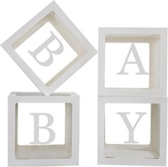 Baby Shower Decorations Box with Letters Clear Gender Reveal Party Supplies 4pcs