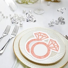 AYINOBY 50 Pcs Glitter Rose Gold Diamond Ring Paper Napkins Pink Wedding