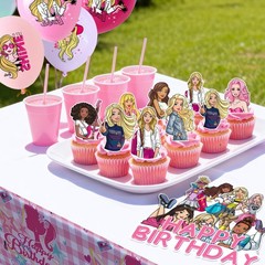 Barbie Princess Party Decoration Princess Birthday Supplies Balloons Cake Topper