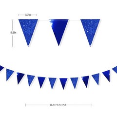 30 Ft Royal Blue Party Decorations Navy Blue Metallic Glitter Triangle Banner…