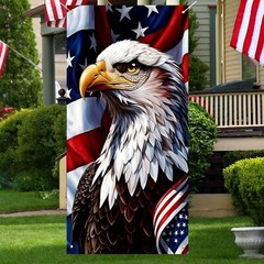 4th of July Decorations Red White Blue American Flag Eagle Patriotic Door Cover