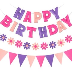Felt Birthday Decorations, NO DIY, Pre-Strung 3D Felt Happy Birthday Banner with