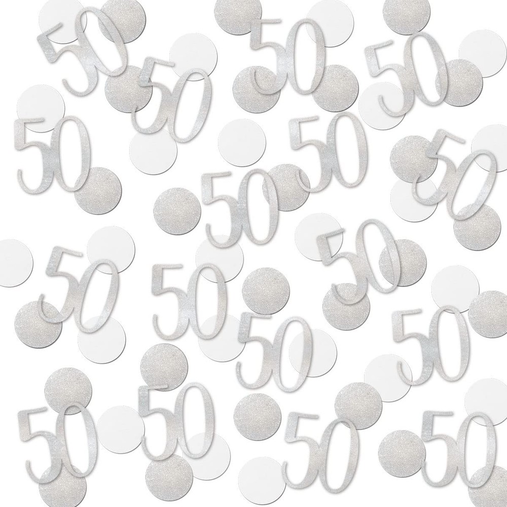 200 PCS Silver Glitter Number 50 Birthday Anniversary Table Confetti
