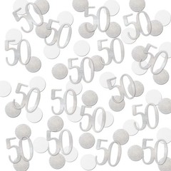 200 PCS Silver Glitter Number 50 Birthday Anniversary Table Confetti