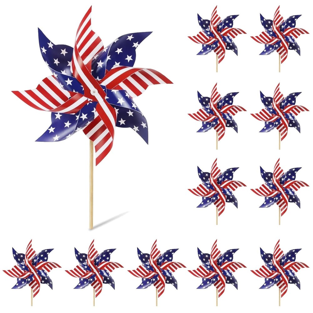 Patriotic Pinwheels Set, 12Pcs Yard and Garden Decor