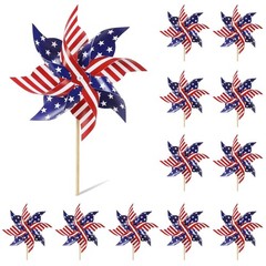 Patriotic Pinwheels Set, 12Pcs Yard and Garden Decor