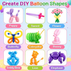 100 Pcs 260 Balloons Kit with Pump – Kids Premium Latex Twisting Long Balloons t