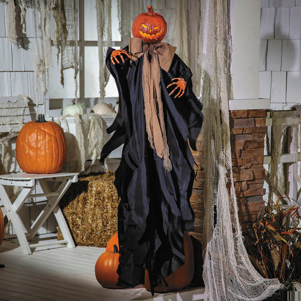Animated Hanging Pumpkin Man in Black Cloak – Halloween Sound & Motion Prop