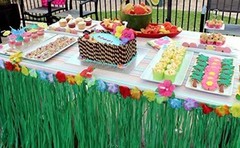 Transform Your Party with 2 Hibiscus Green 9ft Disposable Luau Table Skirts